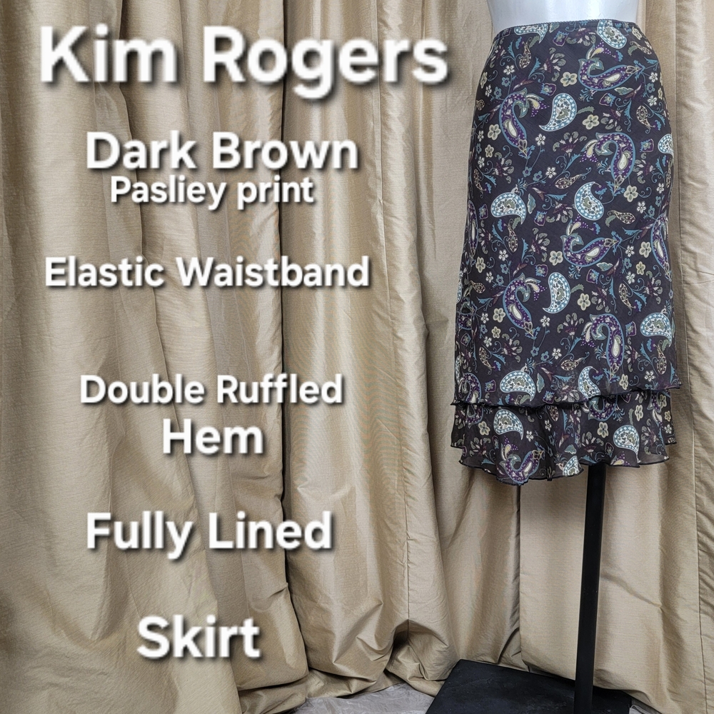 Kim Rogers Dark Brown Paisley Skirt